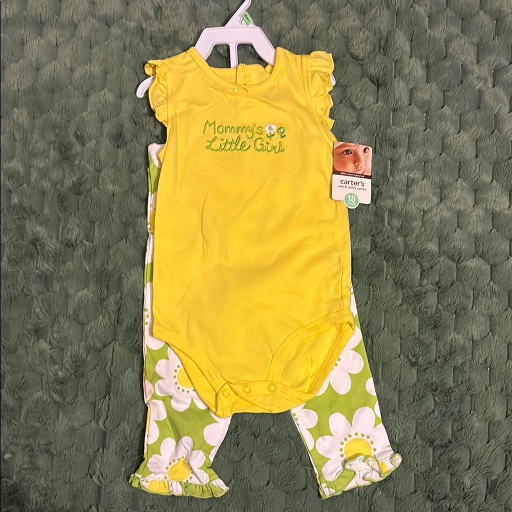 Carter's Yellow Baby Onesie & Pant set- Mommy's Little Girl NWT